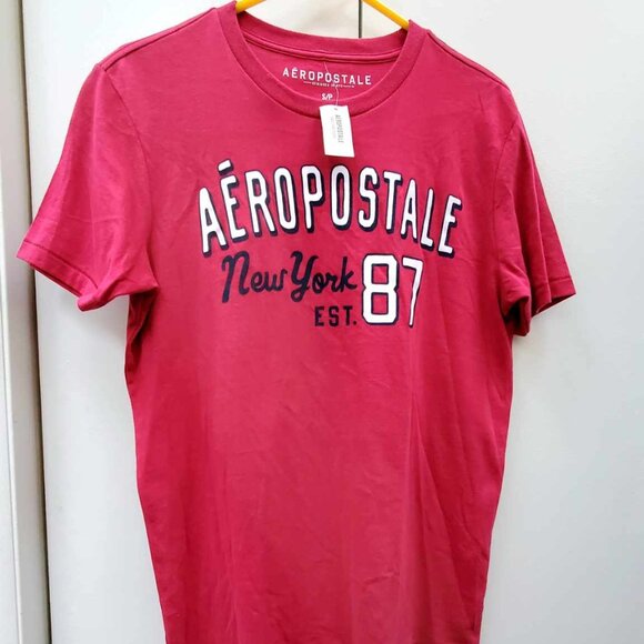 NWT Aeropostale Red / White Men T Shirt size SMALL Orig$40+Tax - Picture 1 of 3
